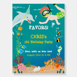 Under the sea dolphins and boy birthday party foam board