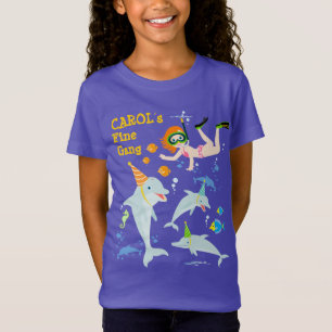 Under the sea dolphins and girl Birthday Party T-Shirt