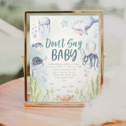 Under The Sea Don&#39;t Say Baby Shower Game Poster