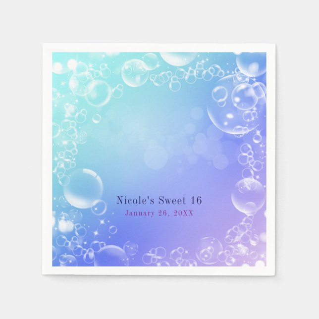 Under the Sea Enchanted Bubbles Custom Party Napkins (Front)