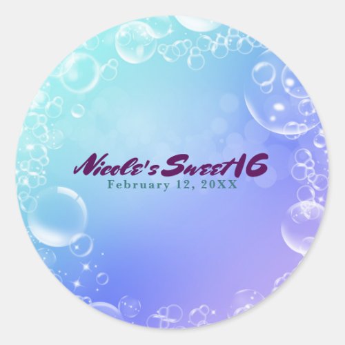 Under the Sea Enchanted Bubbles Party Favor Classic Round Sticker