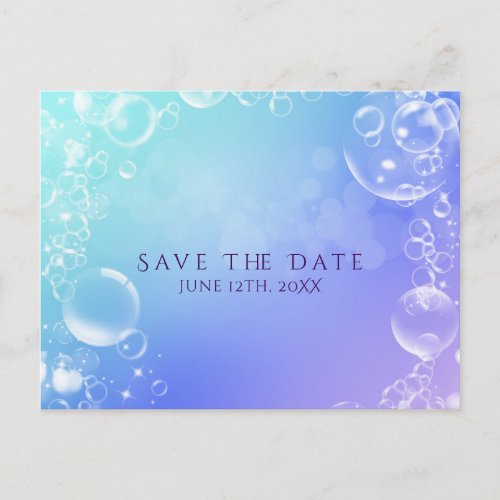 Under the Sea Enchanted Bubbles Save the Date Announcement Postcard