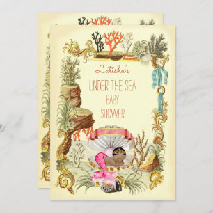 Under The Sea Ethnic Mermaid Princess Baby Shower Invitation
