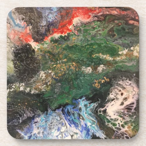 Under the Sea Fairy tale series painting in green  Beverage Coaster