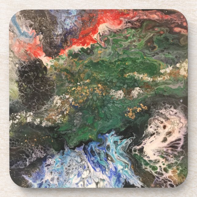 Under the Sea Fairy tale series painting in green  Beverage Coaster (Front)