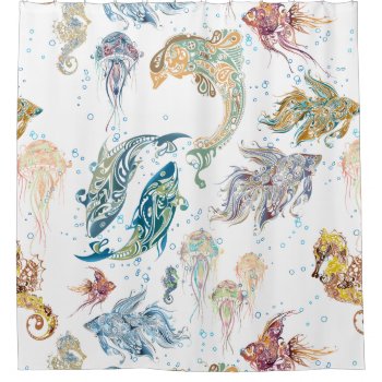 Under The Sea Fantasy Fish 3 - Shower Curtain by LilithDeAnu at Zazzle