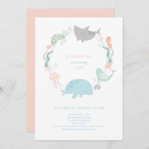 Under The Sea First Birthday Invitation