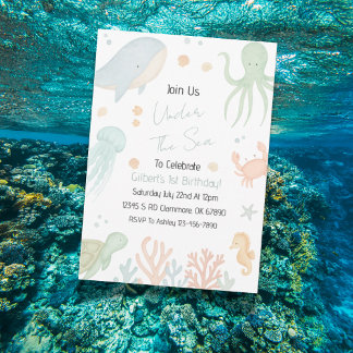 Under the Sea First Birthday Invitation