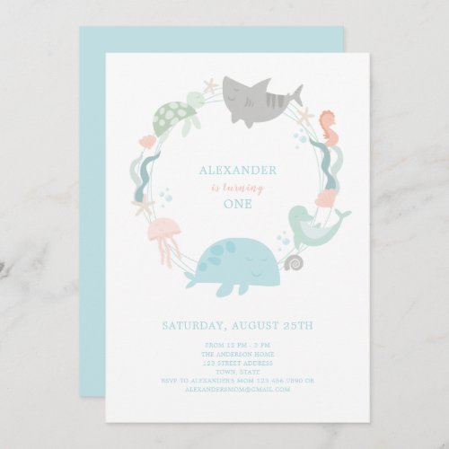 Under The Sea First Birthday Invitation