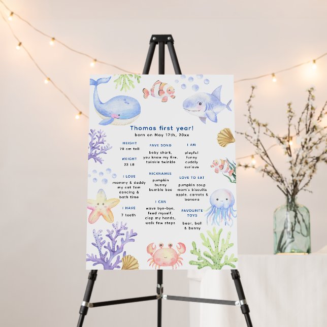 Under the sea First Birthday Milestone Birthday Foam Board (In Situ (Stand))