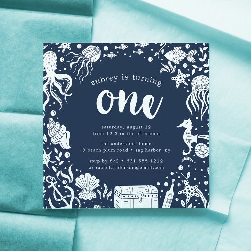 Under the Sea  First Birthday Party Invitation