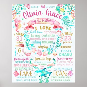 Under The Sea First Birthday Party Sign by 10x10us at Zazzle