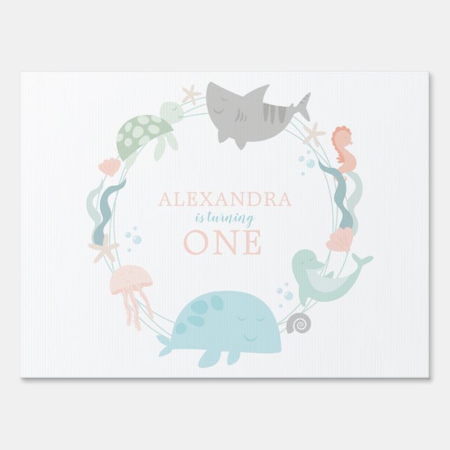 Under The Sea First Birthday Yard Sign (Front)