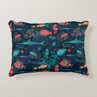 Under The Sea Fish Accent Pillow