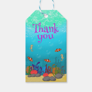 Under The Sea Fish and Sea Horse Birthday Party Gift Tags