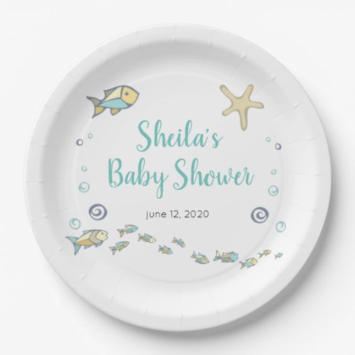 Under The Sea Fish and Starfish Ocean Baby Shower Paper Plates