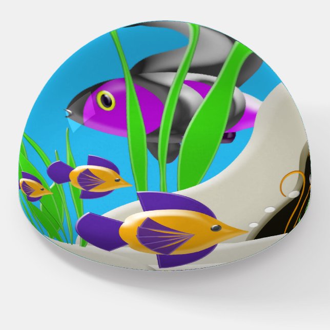 Under The Sea Fish Aquarium Design Paperweight (Angled)