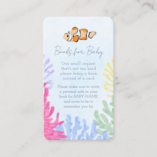 Under The Sea Fish Baby Shower Book Request Enclosure Card (Front)
