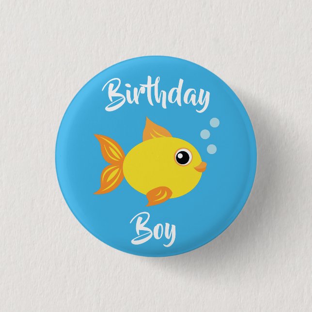 Under the Sea Fish Birthday Party Button (Front)