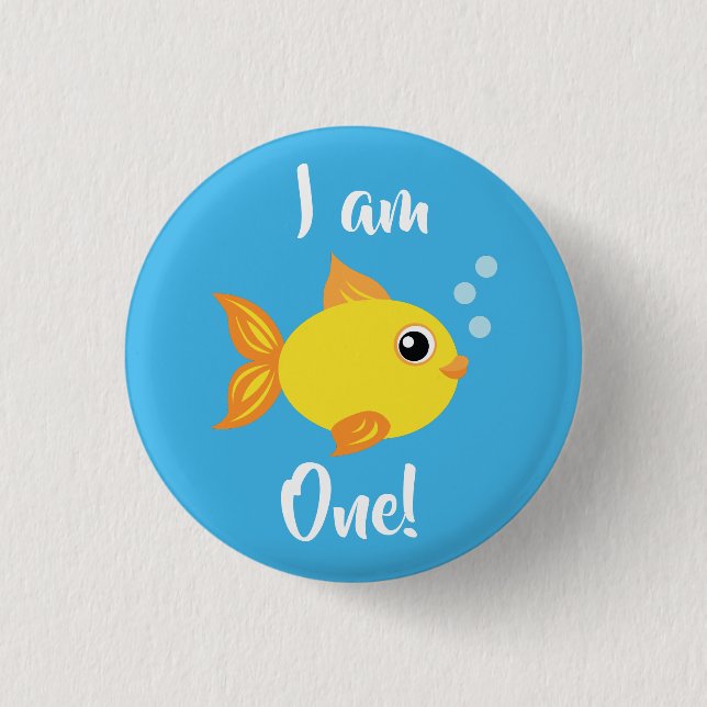 Under the Sea Fish Birthday Party Button (Front)