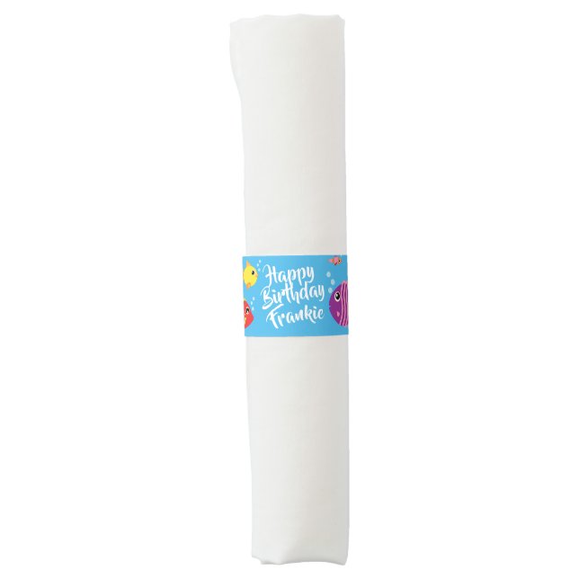 Under the Sea Fish Birthday Party Napkin Bands (Front)