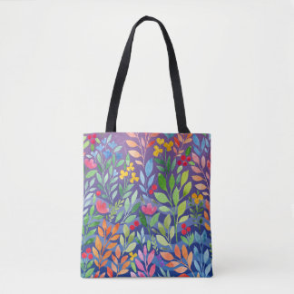Under the Sea Floral Watercolor Purple Tote Bag