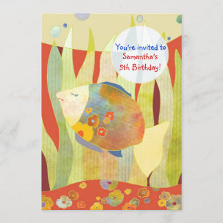 Under the Sea Flower Fish Birthday Party Invitation