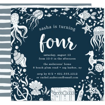 Under the Sea | Fourth Birthday Party Invitation Under the Sea | Fourth Birthday Party Invitation