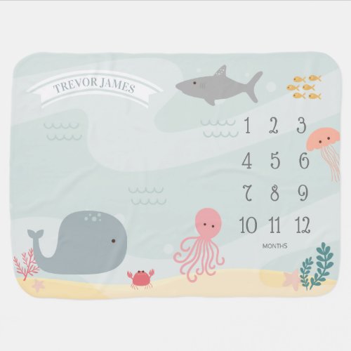 Under The Sea Friends Milestone Baby Blanket