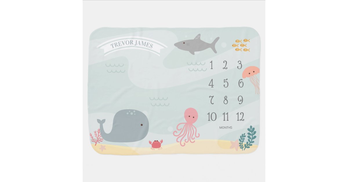 Under The Sea Friends Milestone Baby Blanket | Zazzle