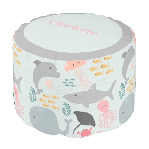 Under The Sea Friends Pattern Round Pouf