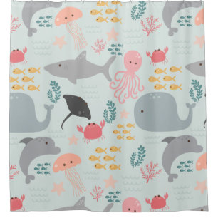 Under The Sea Friends Pattern Shower Curtain