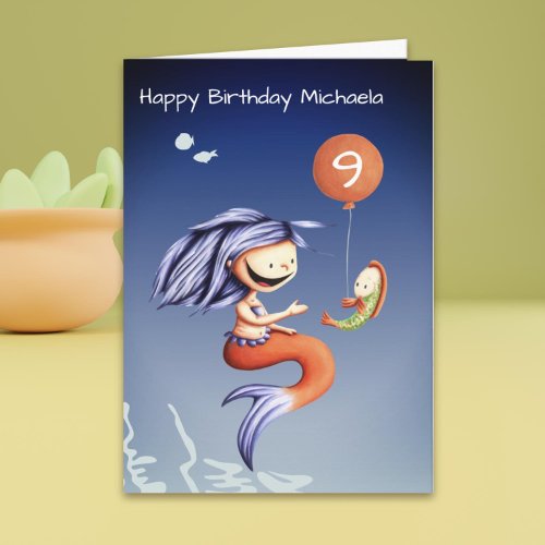 Under the Sea Fun Mermaid Girl Birthday Card