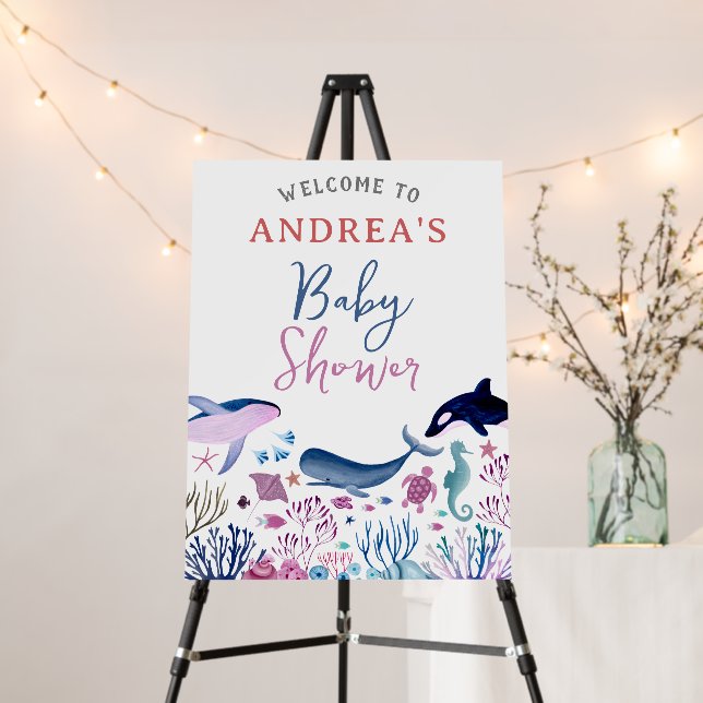 Under the Sea Gender Neutral Baby Shower Welcome Foam Board (In Situ (Stand))