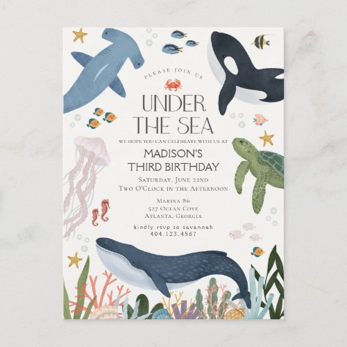 Under The Sea Gender Neutral Birthday Invite