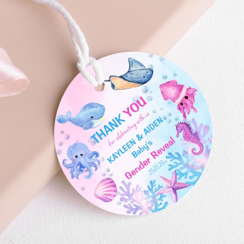 Under the sea gender reveal cute thank you favor favor tags