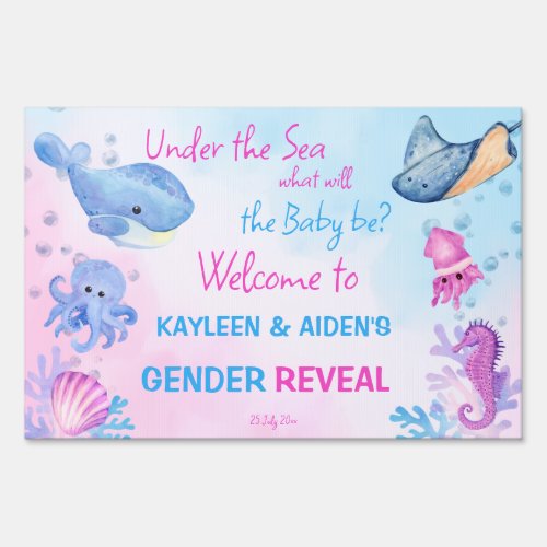 Under the sea gender reveal welcome sign