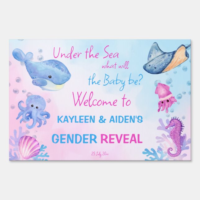 Under the sea gender reveal welcome sign (Front)