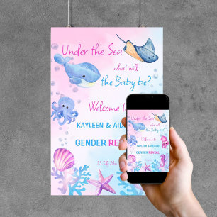 Under the sea gender reveal welcome sign