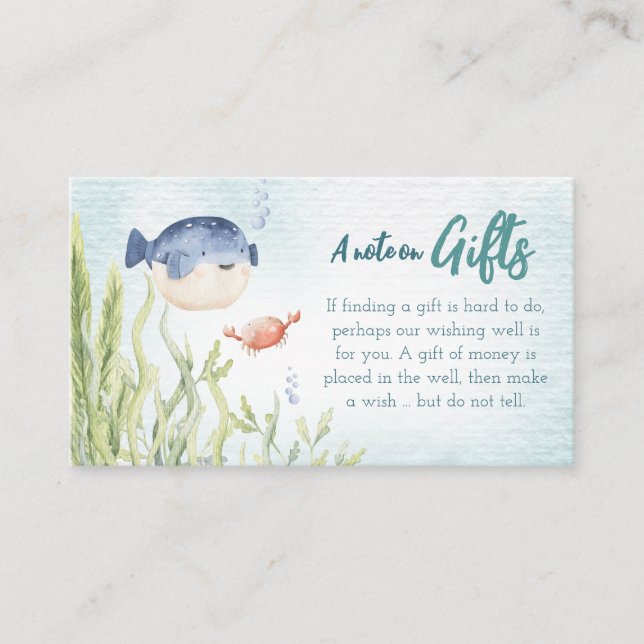 Under The Sea Gift Note Baby Shower Card (Front)