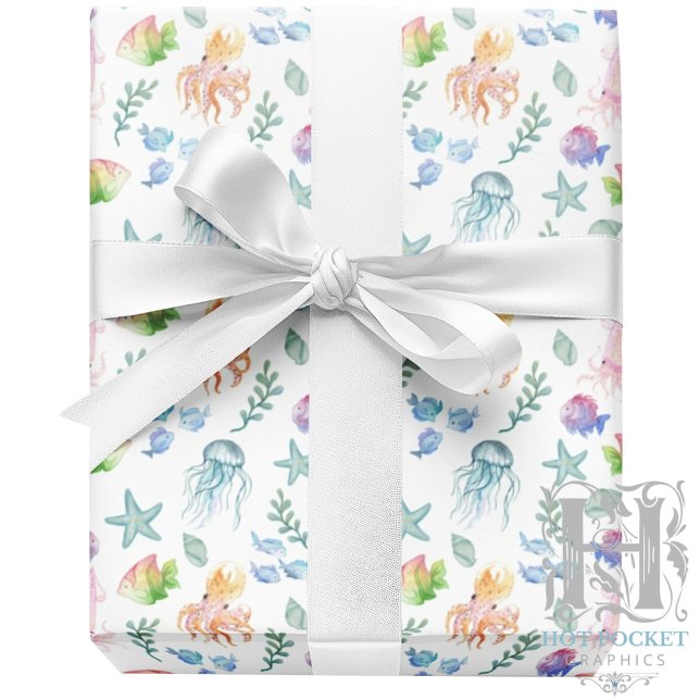 Under the Sea Gift Wrapping Paper - White (Creator Uploaded)