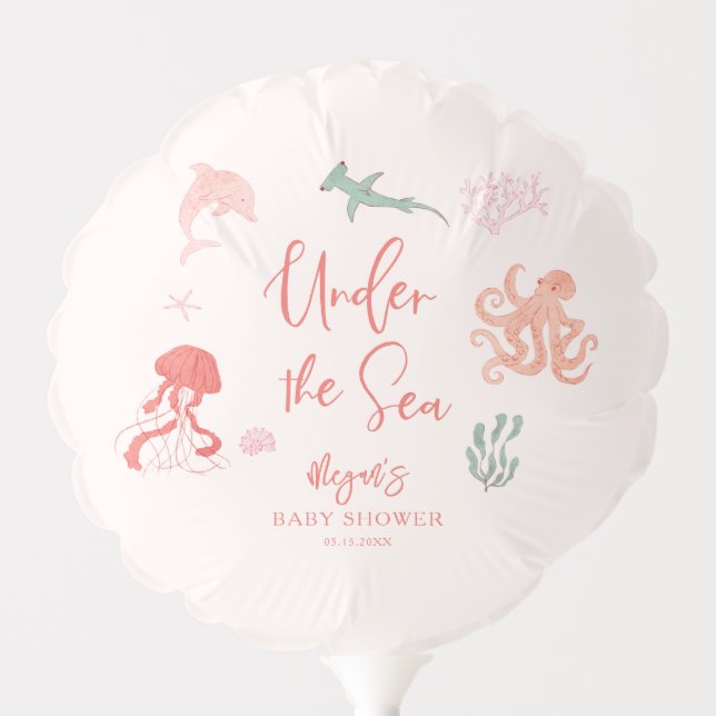 Under The Sea Girl Baby Shower Balloon (Front)