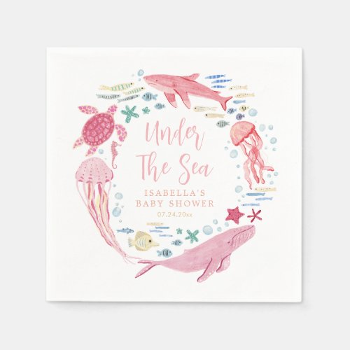 Under The Sea Girl Baby Shower Napkins