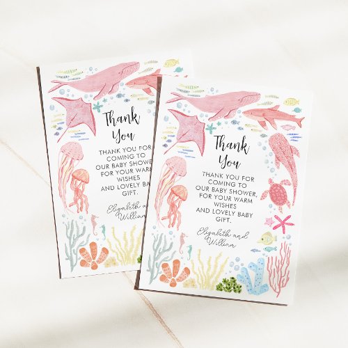 Under The Sea Girl Baby Shower Thank You Card