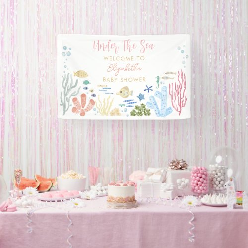 Under The Sea Girl Baby Shower Welcome Banner