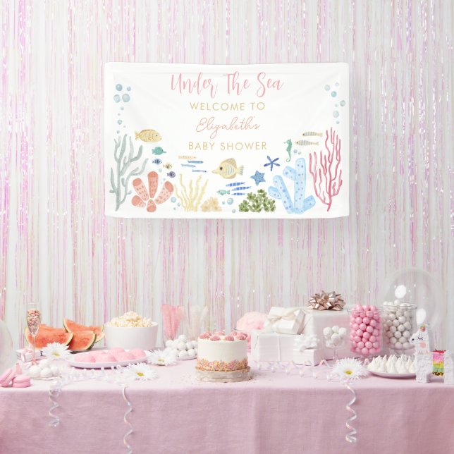 Under The Sea Girl Baby Shower Welcome Banner (Party)