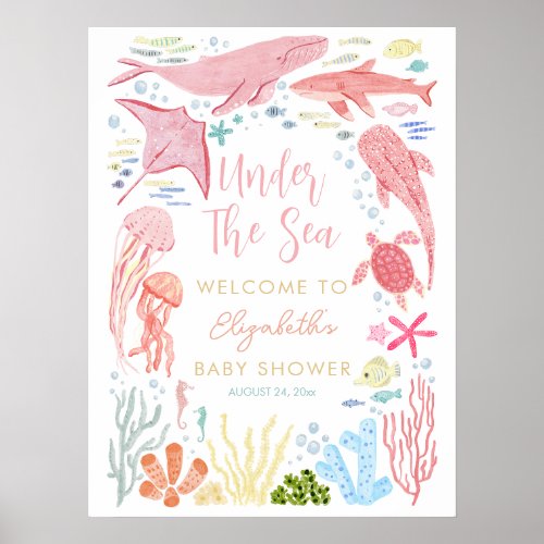 Under The Sea Girl Baby Shower Welcome Sign