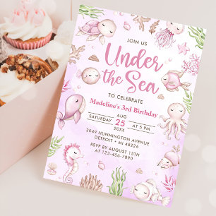 Under The Sea Girl Birthday Party Invitation