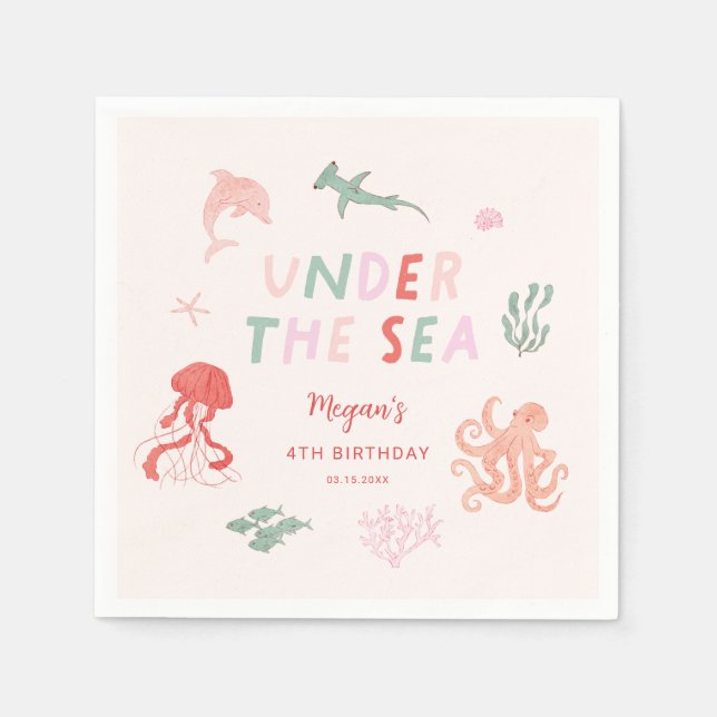 Under The Sea Girl Birthday Party Napkins (Front)