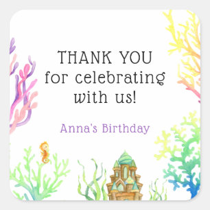 Under the Sea Girl Birthday  Square Sticker